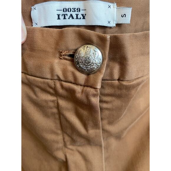 0039 ITALY Womens Pants Size Small Stretch Tan Brown Cropped Capri Quiet Luxury - Picture 6 of 14